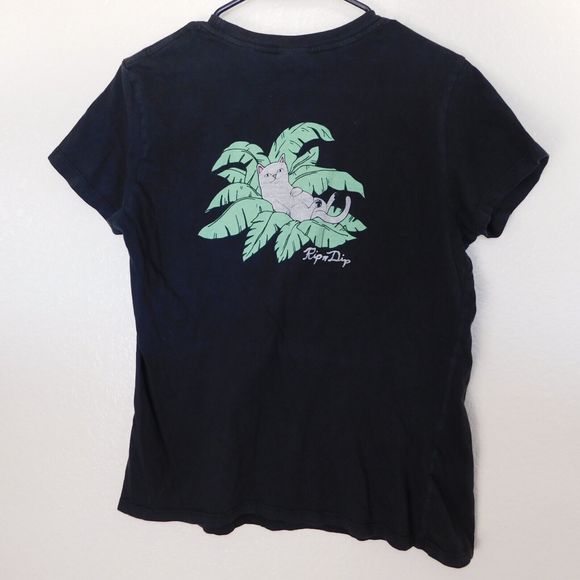 RipNDip Pocket Tee Shirt Women M Cat Graphic Logo Skater Black Short Sleeve - Picture 5 of 8